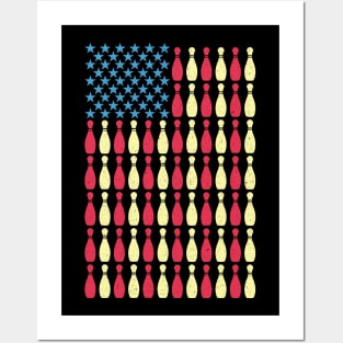 Patriotic Bowling US Flag Gift Posters and Art